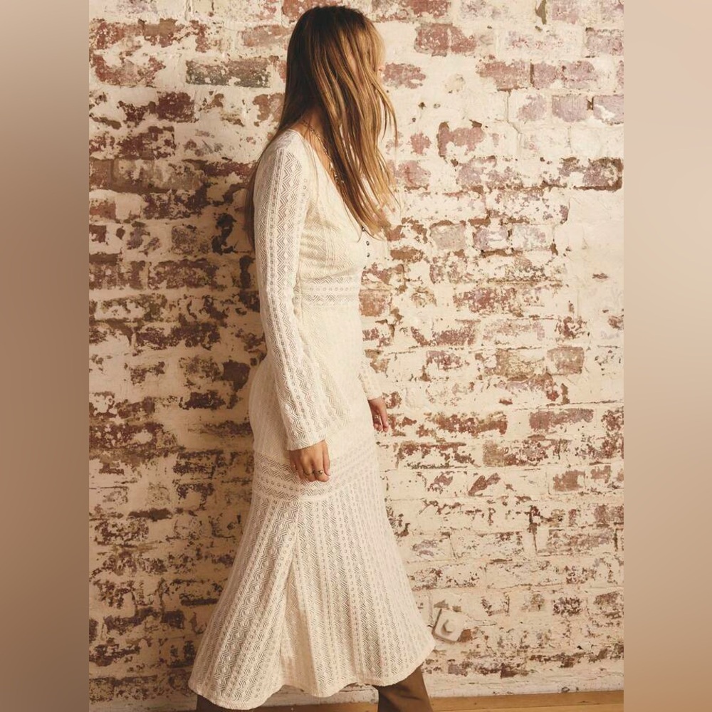 Aralina Western Lace Bell Sleeve Ivory Lace Maxi Dress NWOT sz: XL - Picture 4 of 14